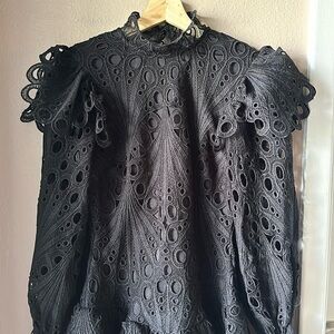 THE SANG Black Long Sleeve Mini Dress